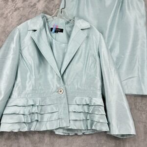 Kasper Skirt Suit 18 Blazer Ruffle Iridescent Career Classic City Office 3 Piece